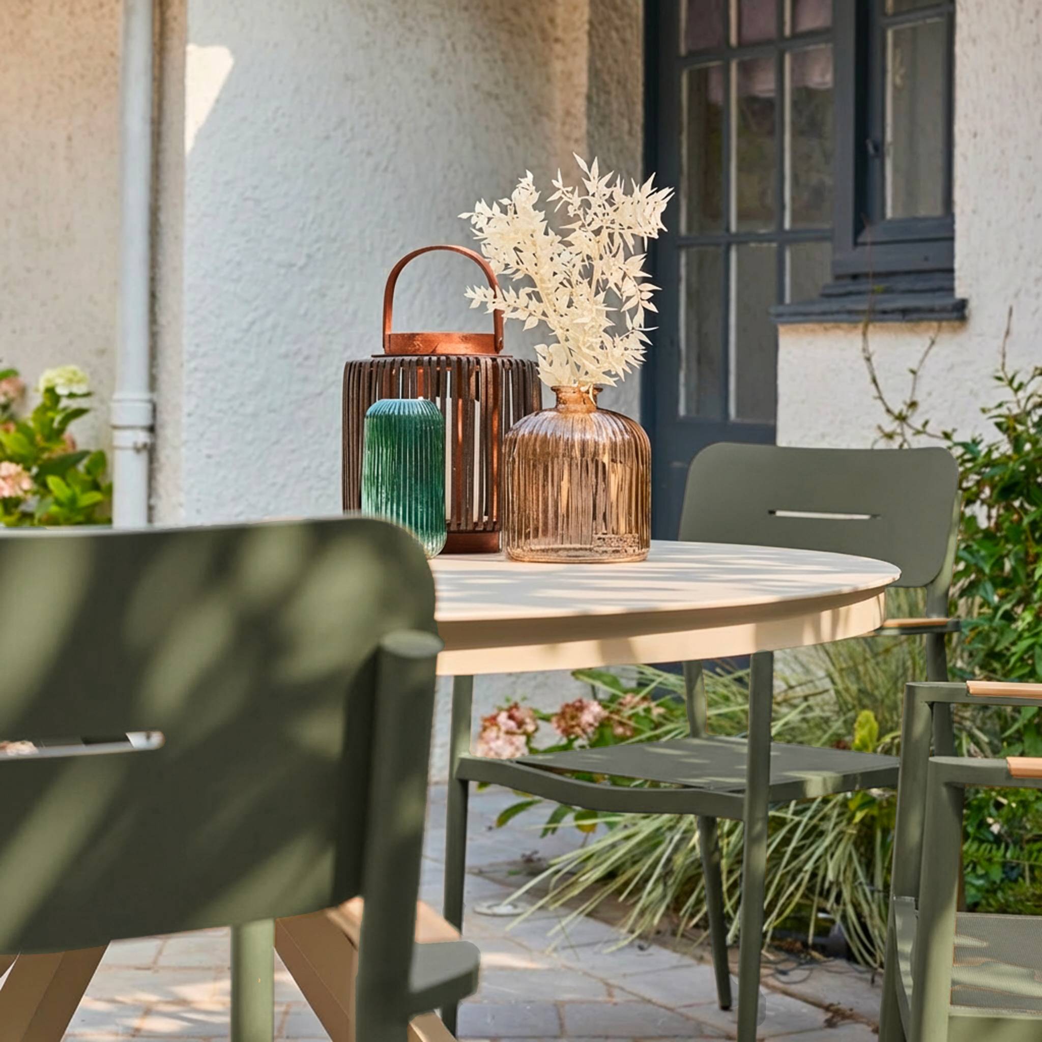 sweeek - Lot de 4 fauteuils de jardin aluminium et textilène kaki - Fira | sweeek - Image 3