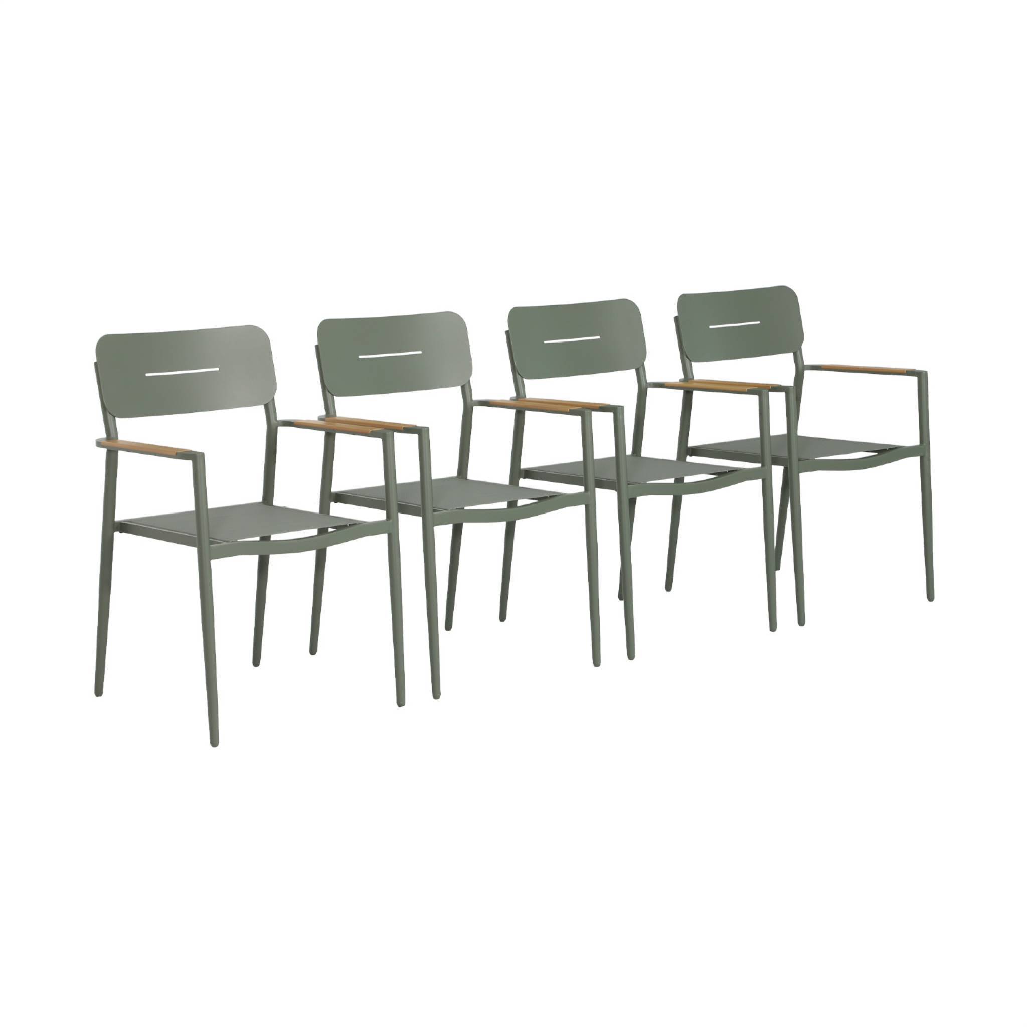 sweeek - Lot de 4 fauteuils de jardin aluminium et textilène kaki - Fira | sweeek - Image 2