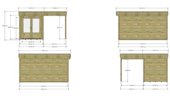ABRI DE JARDIN bois autoclave 27mm - 4,14x4,34m / 18m2 - Bac acier - Plancher bois - Image 4