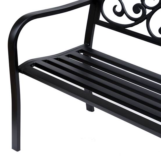 Banc de jardin 2 places avec table extensible, dossier et accoudoirs, 150x58,5x90 cm, charge 240 kg, noir - Image 10