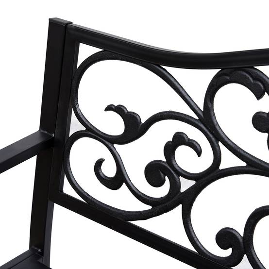 Banc de jardin 2 places avec table extensible, dossier et accoudoirs, 150x58,5x90 cm, charge 240 kg, noir - Image 9