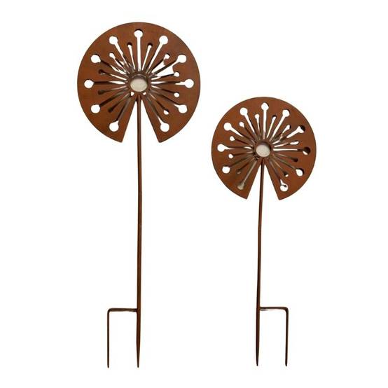 La Grande Prairie - Ensemble 2 tuteurs fleurs Pissenlits en Fer 33x91cm