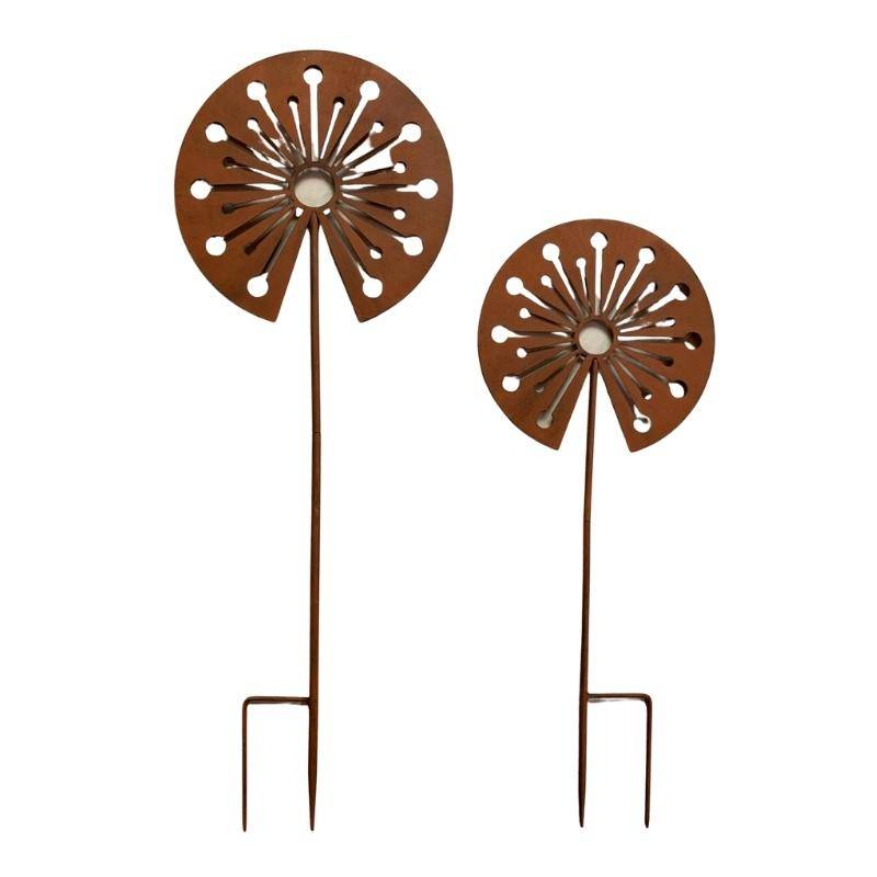 La Grande Prairie - Ensemble 2 tuteurs fleurs Pissenlits en Fer 33x91cm