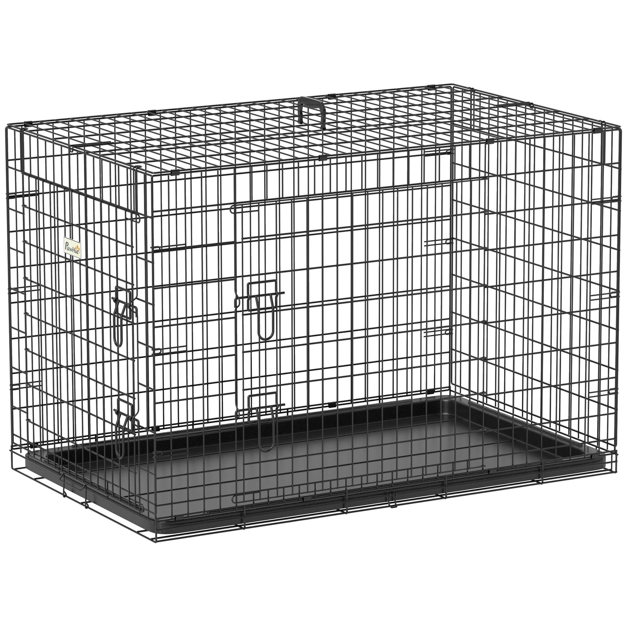 Sans Marque - Cage caisse de transport pliante pour chien en métal noir 92 x 57 x 62,5 cm