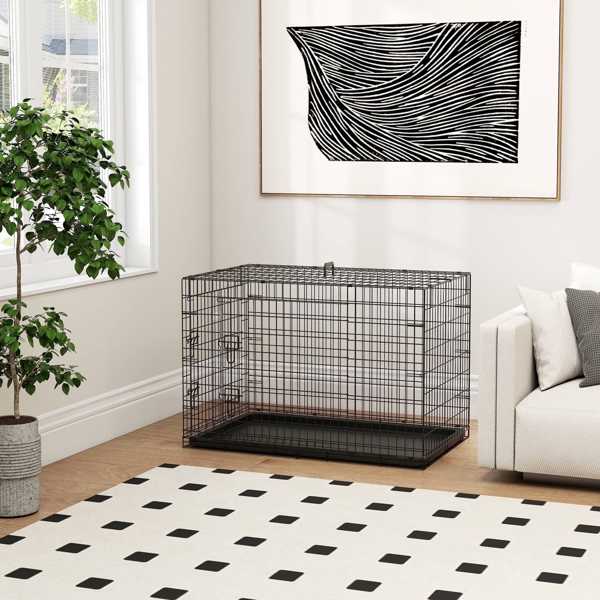 Sans Marque - Cage caisse de transport pliante pour chien en métal noir 92 x 57 x 62,5 cm - Image 10