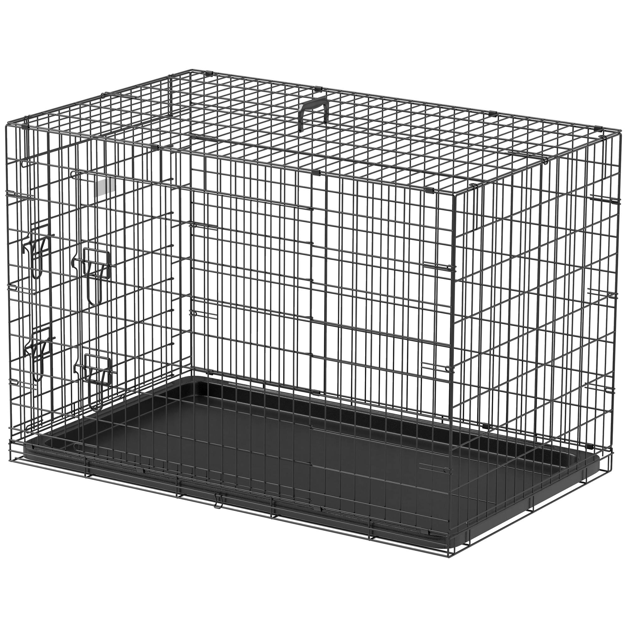 Sans Marque - Cage caisse de transport pliante pour chien en métal noir 92 x 57 x 62,5 cm - Image 2