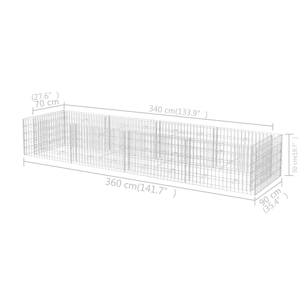Vidaxl - Lit surélevé à gabion Acier 360x90x50 cm vidaXL 142555 - Image 3