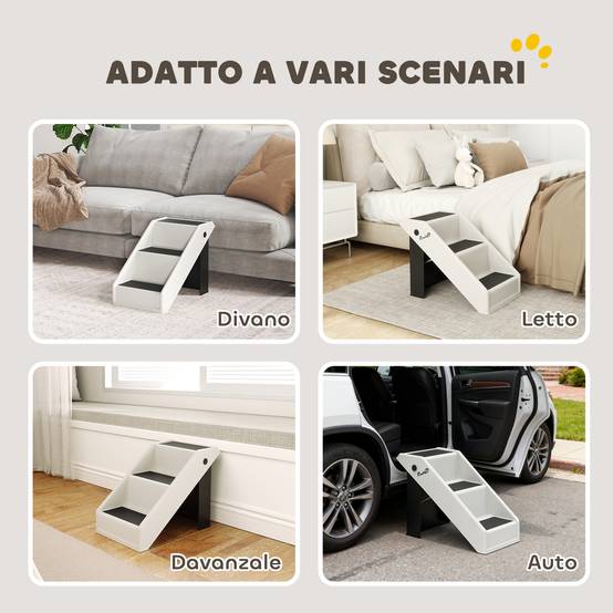 ComfortXL - Escalier pour chien et chat pliable en PP et EVA crème 53 x 30,5 x 36,5 cm pour canapé et lit antidérapant - Image 6