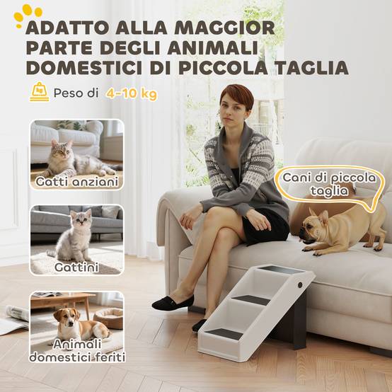 ComfortXL - Escalier pour chien et chat pliable en PP et EVA crème 53 x 30,5 x 36,5 cm pour canapé et lit antidérapant - Image 7