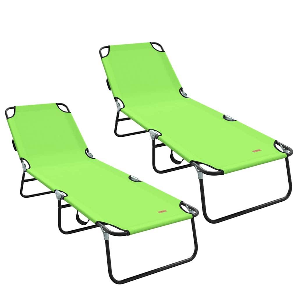 Set 2 Lits de Soleil Pliants Polyester Extérieur Vert – ComfortXL Outdoor Living - Image 2