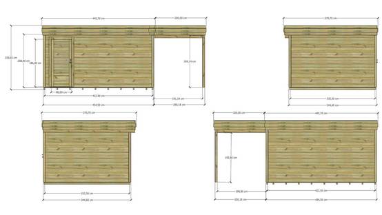 ABRI DE JARDIN bois autoclave 27mm - 6,34x3,44m / 22m2 - Bac acier - Plancher bois - Image 4