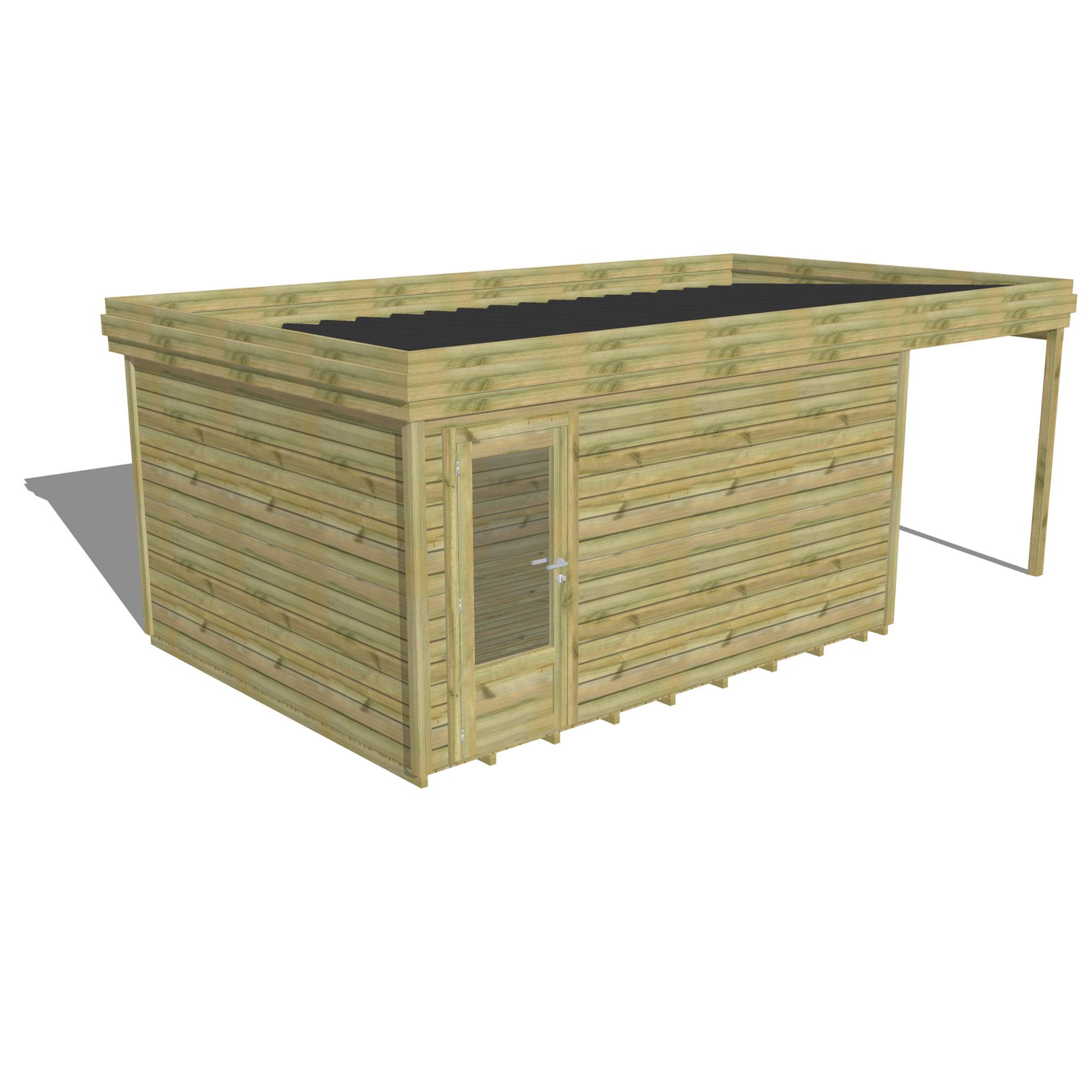 ABRI DE JARDIN bois  autoclave 27mm - 6,34x3,44m / 22m2 - Bac acier - Plancher bois - Image 1