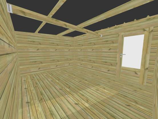 ABRI DE JARDIN bois autoclave 27mm - 6,34x3,44m / 22m2 - Bac acier - Plancher bois - Image 5