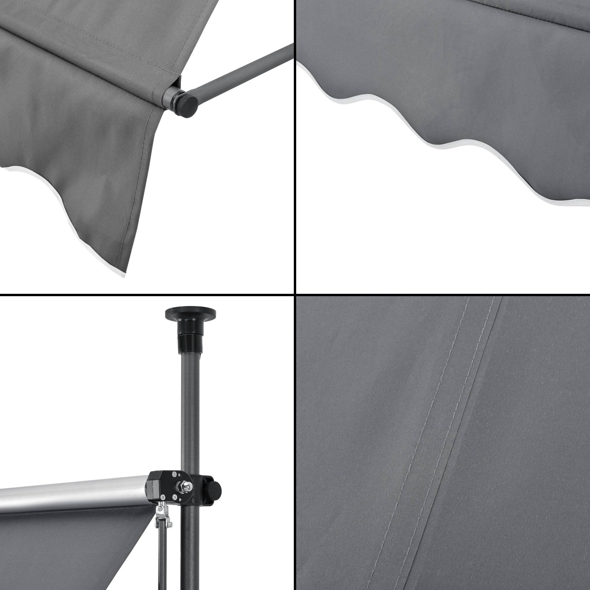 Helloshop26 - Store banne téléscopique acier polyester 300 x 120 x 200-300 cm gris ardoise - Image 5