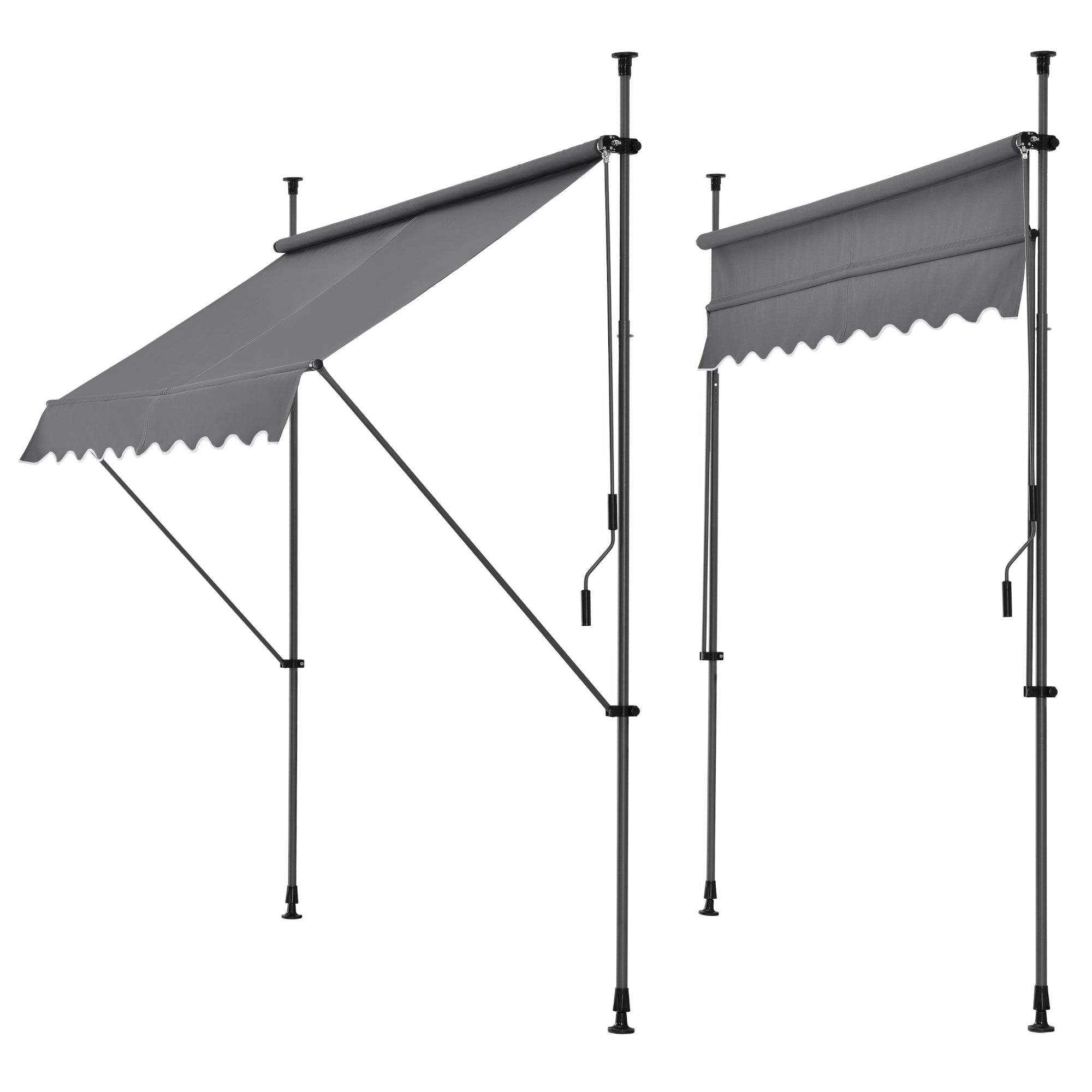 Helloshop26 - Store banne téléscopique acier polyester 300 x 120 x 200-300 cm gris ardoise - Image 1