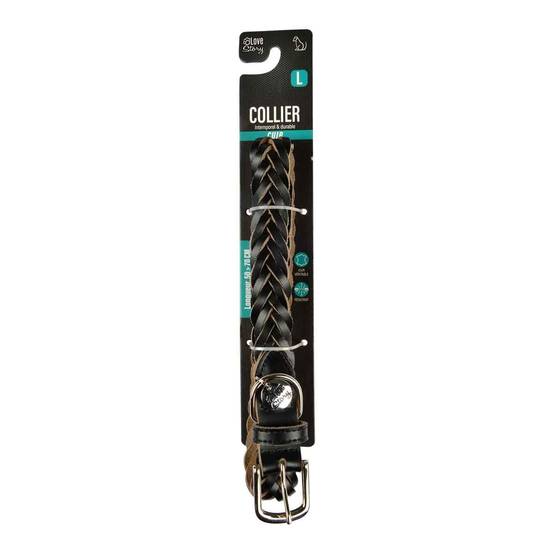 Love Story - Collier pour Chien Réglable "Tressé" 50-70cm Noir - Image 4