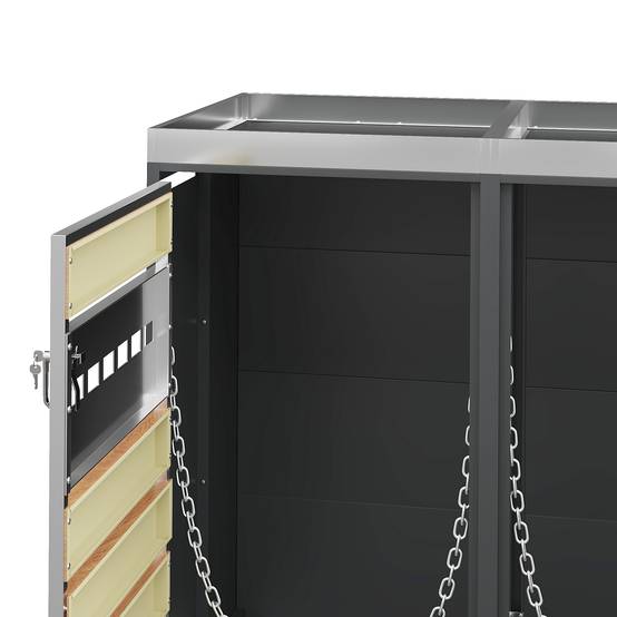 ComfortXL - Cache-poubelle quadruple acier galvanisé jardin avec jardinière intégrée gris bois - ComfortXL Outdoor Living - Image 6