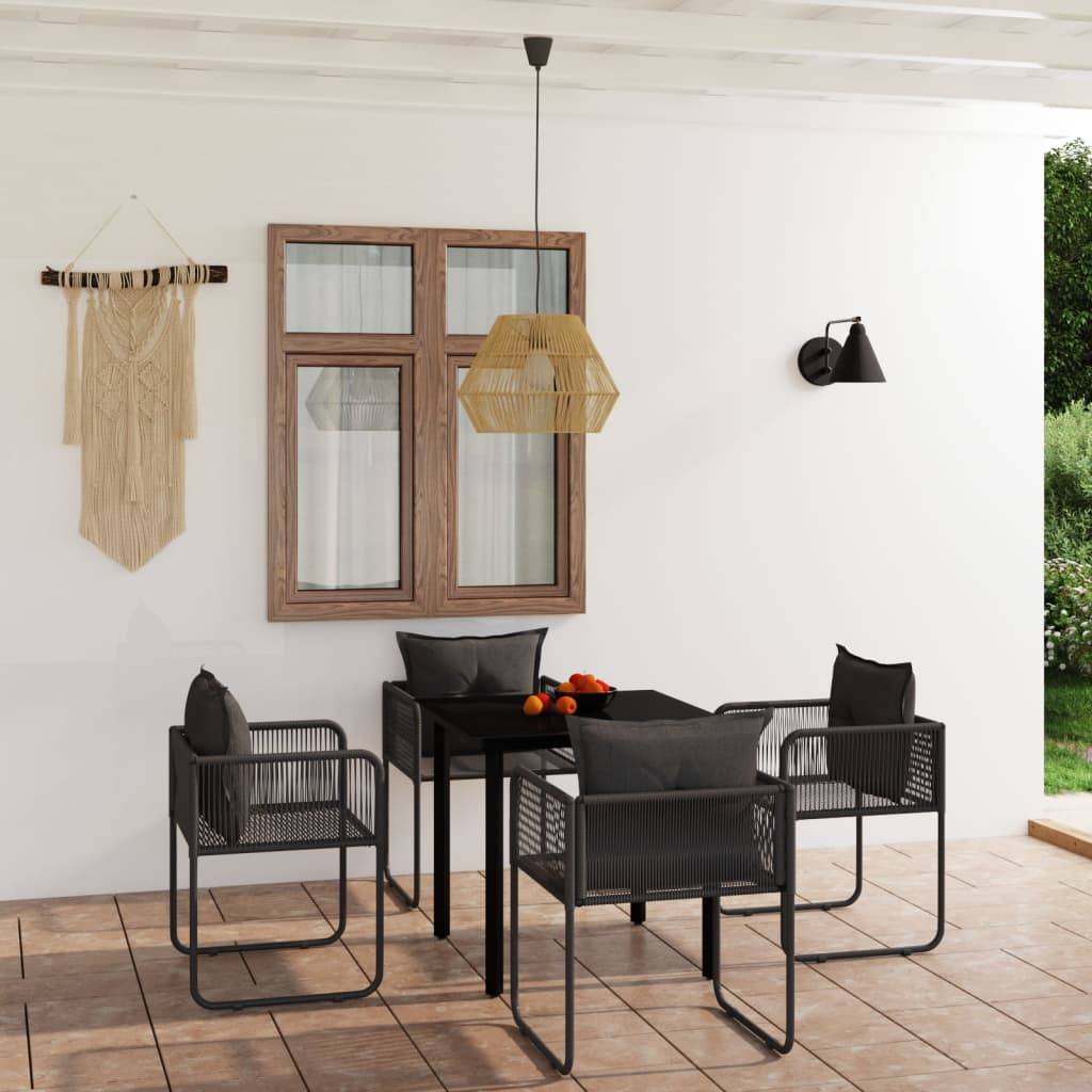 Ensemble à manger de jardin 5 pcs | Mobilier d'extérieur Noir Maison Chic - Image 2