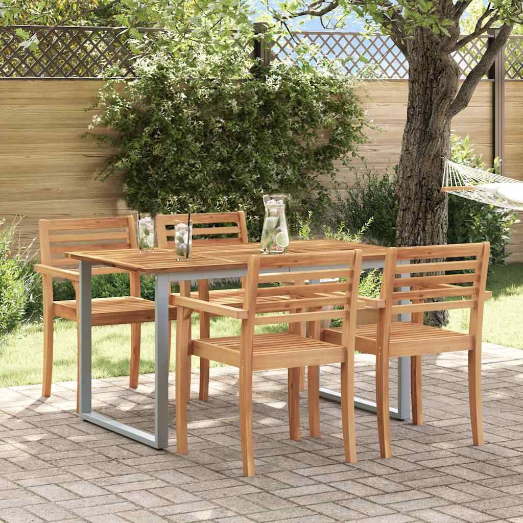 Table de jardin gris bois d'acacia massif 140 x 80 x 75 cm, Poids :17.6kg - PANGIVO - Image 1