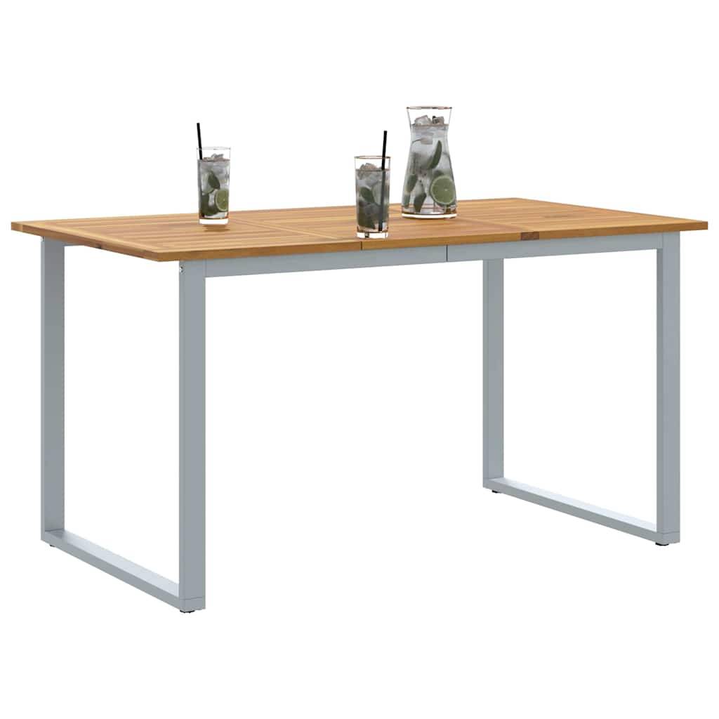 Table de jardin gris bois d'acacia massif 140 x 80 x 75 cm, Poids :17.6kg - PANGIVO - Image 3