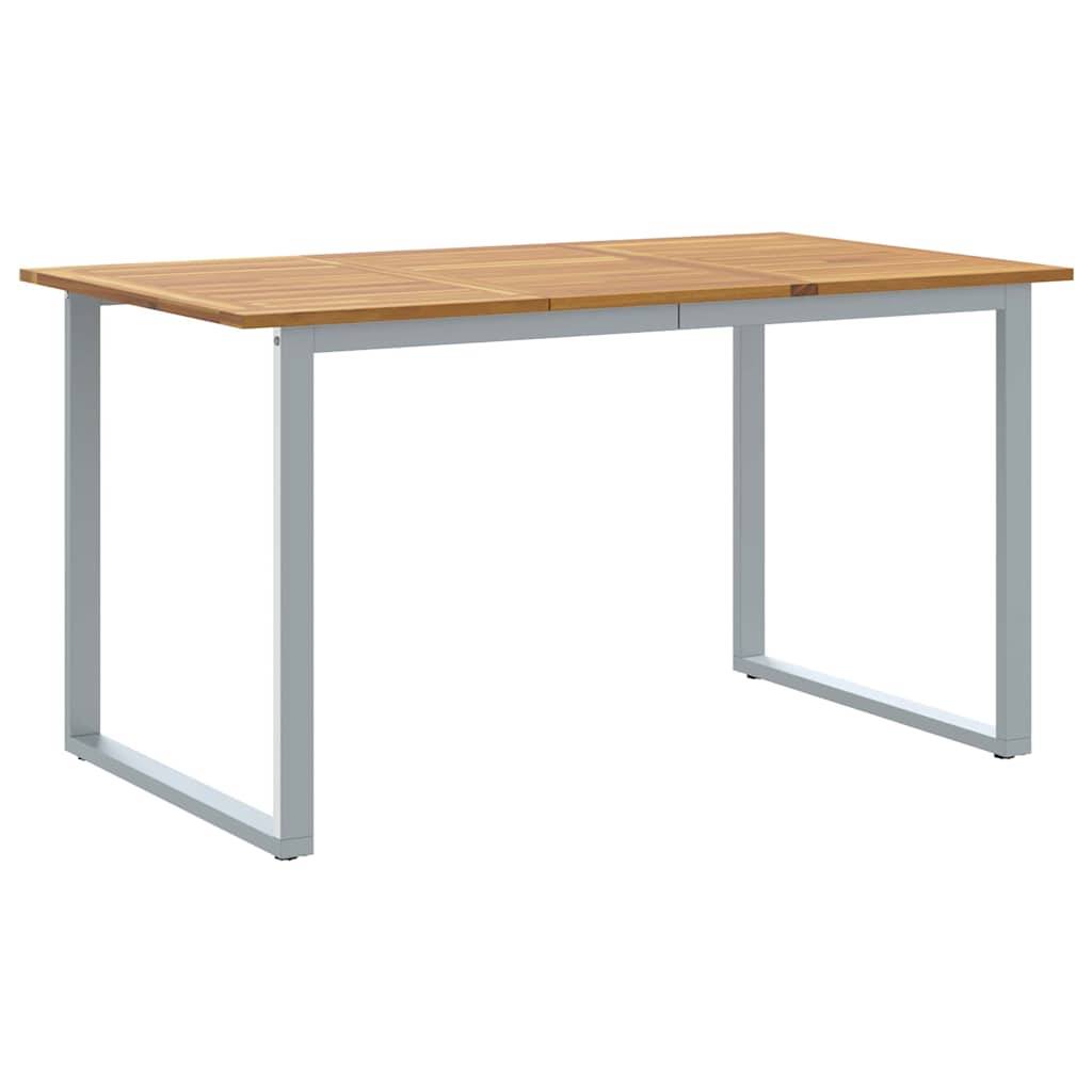 Table de jardin gris bois d'acacia massif 140 x 80 x 75 cm, Poids :17.6kg - PANGIVO - Image 2