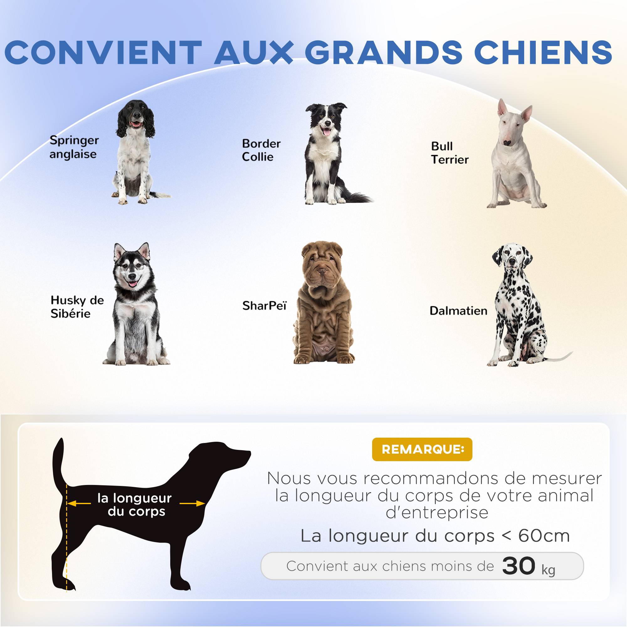 Sans Marque - Canapé pour chien grand lit surélevé pour chien coussin lavable cadre en bois tissu polyester 98 x 67 x 25 cm bleu - Image 6