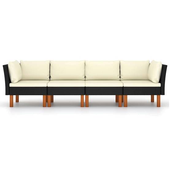Vidaxl - Canapé de jardin à 4 places avec coussins-Salon de jardin Noir Résine tressée - Image 3