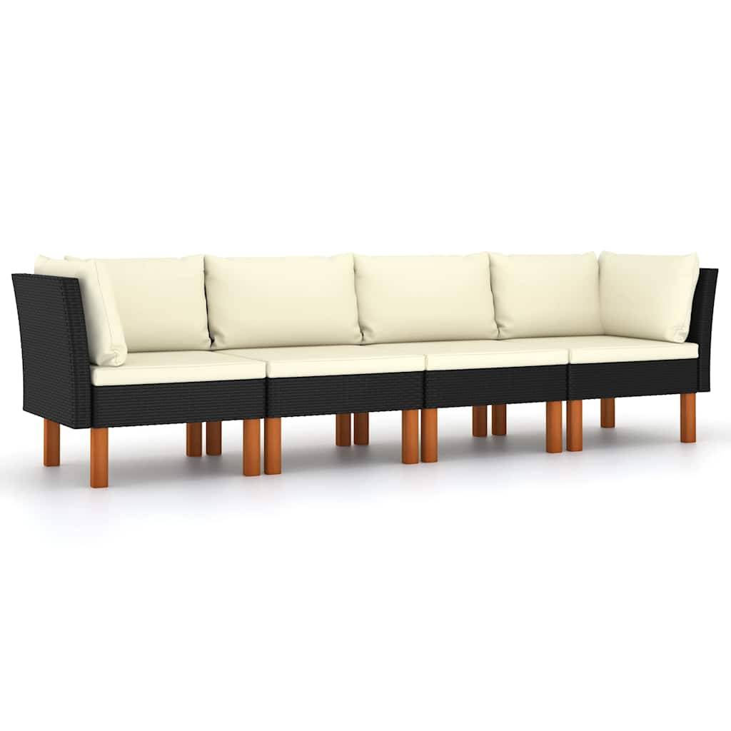 Vidaxl - Canapé de jardin à 4 places avec coussins-Salon de jardin Noir Résine tressée - Image 2