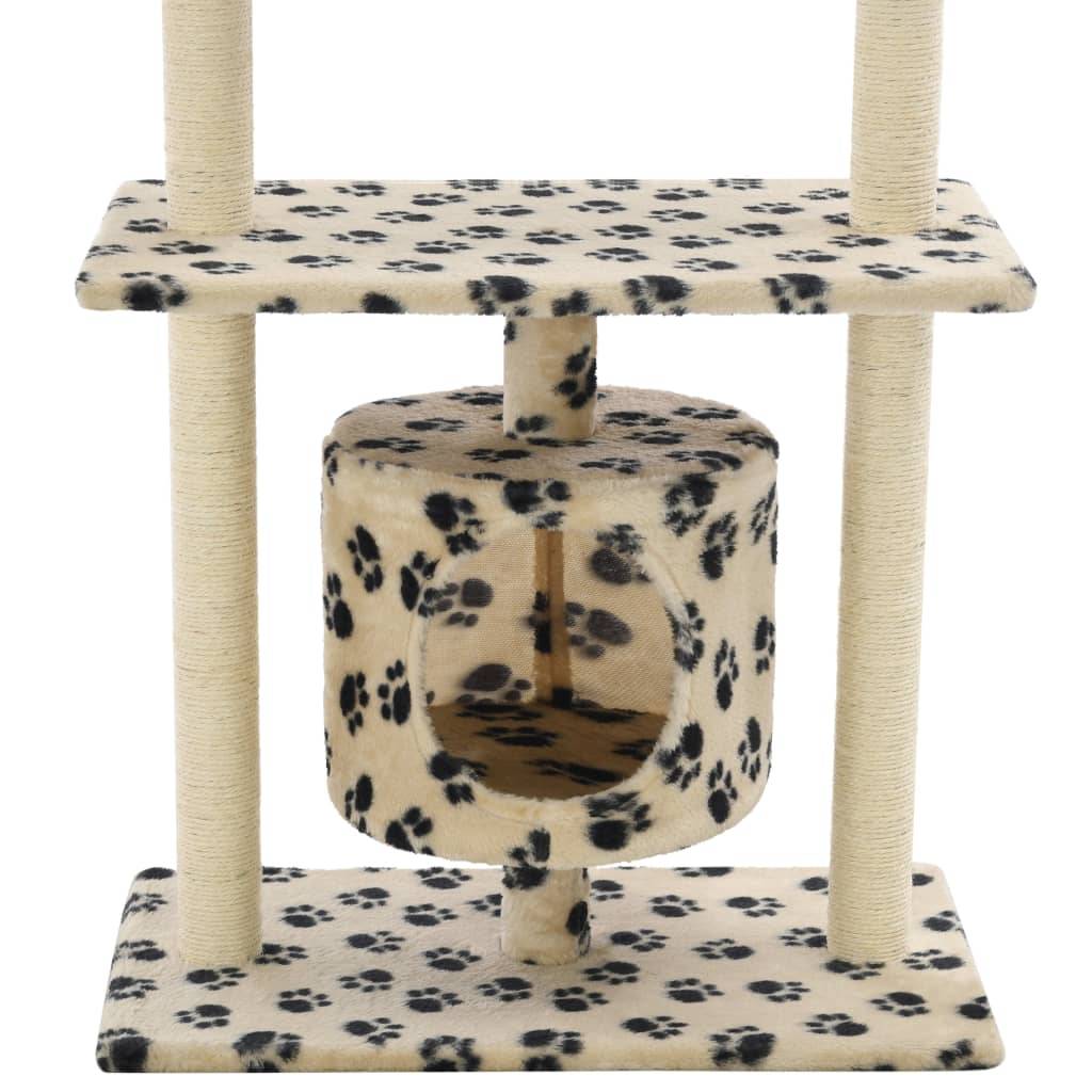 Arbre à chat bois et peluche beige 70 x 45 x 95 cm - PANGIVO - Image 7