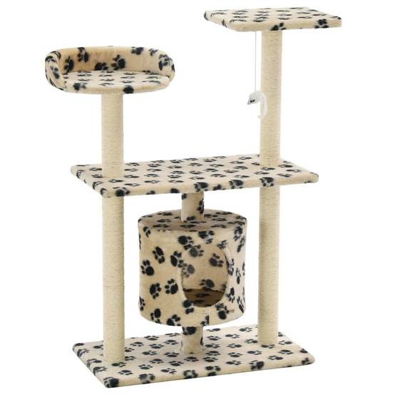Arbre à chat bois et peluche beige 70 x 45 x 95 cm - PANGIVO - Image 2