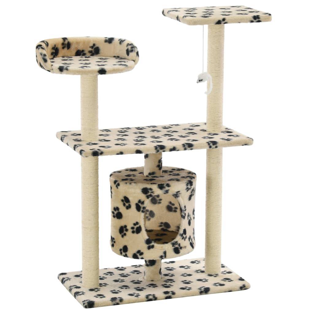 Arbre à chat bois et peluche beige 70 x 45 x 95 cm - PANGIVO - Image 2