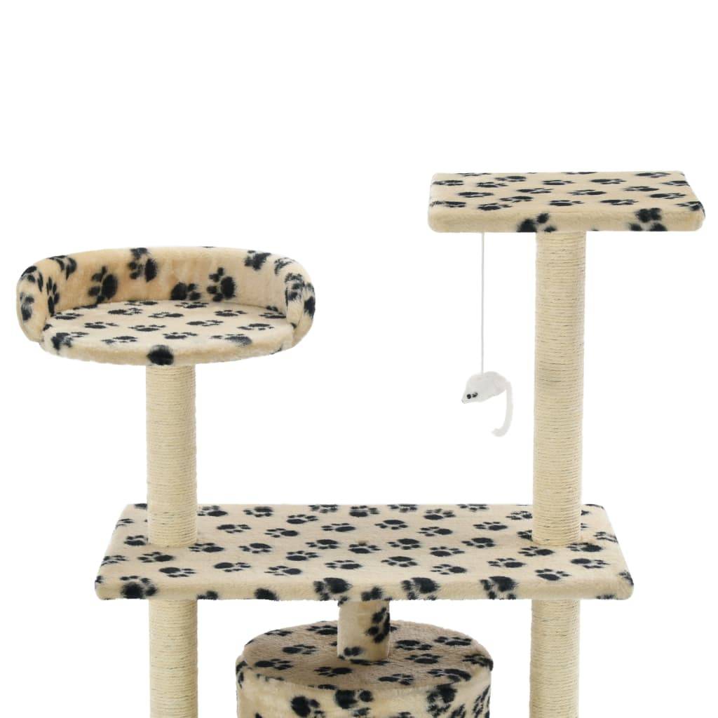 Arbre à chat bois et peluche beige 70 x 45 x 95 cm - PANGIVO - Image 4