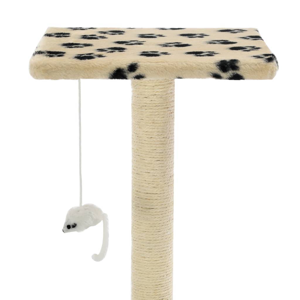 Arbre à chat bois et peluche beige 70 x 45 x 95 cm - PANGIVO - Image 6