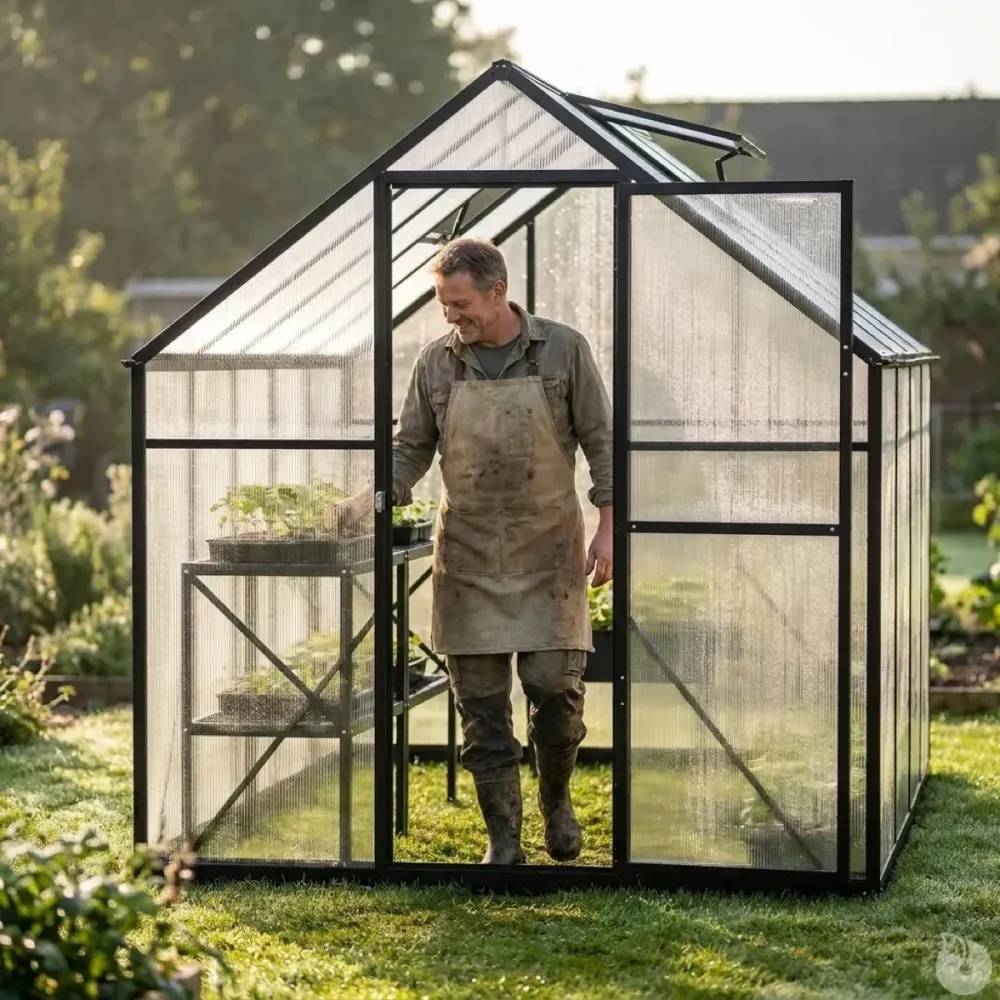 Serre de jardin en aluminium et polycarbonate 2,11 m² - 119x177x192cm - - Image 1