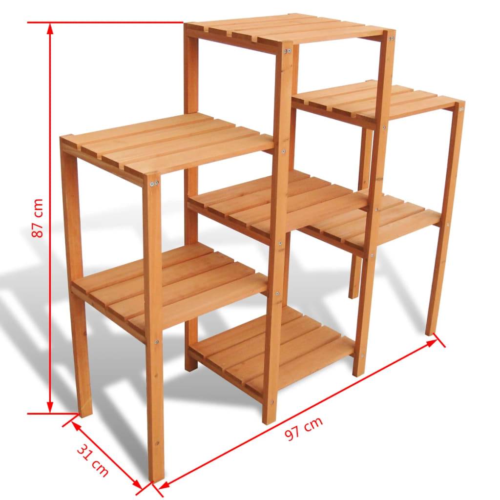 Étagère à Plantes en Bois de Sapin Massif pour Jardin Balcon 3 Niveaux 97 cm Brun – ComfortXL Outdoor Living - Image 4