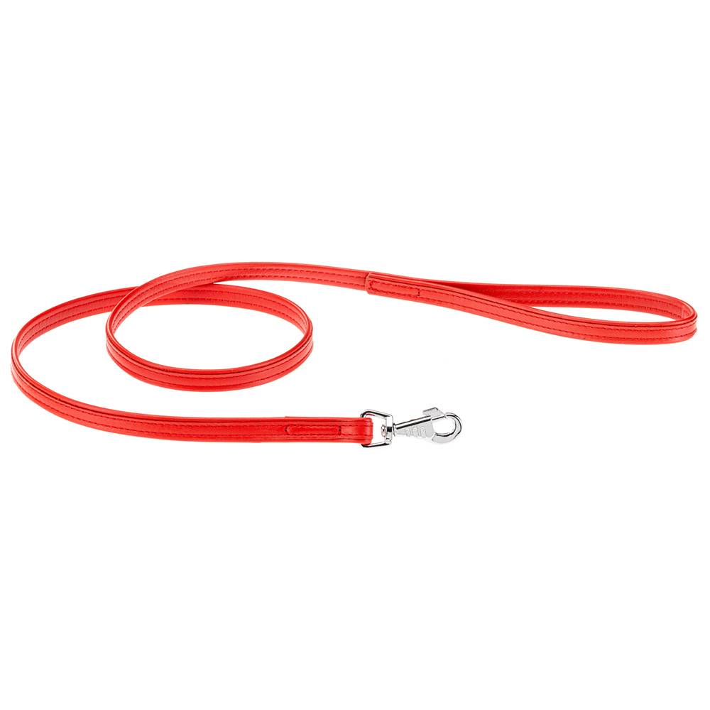 Ferplast - Laisse pour Chiens VOGUE G15/120, Cuir Véritable, Mousqueton en Métal, Rouge
