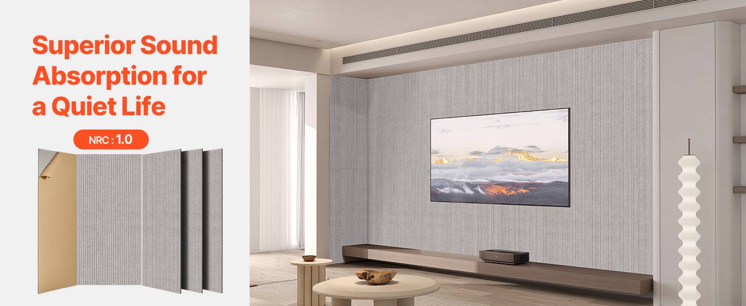 Vevor - VEVOR Lot 5 panneaux acoustiques 120x60x1 cm autocollants, polyester haute densité, camel - Image 9