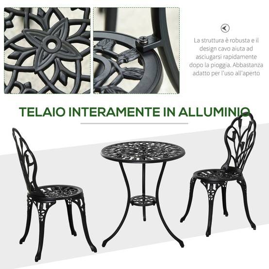 ComfortXL - Salon de Jardin 3 Pièces Aluminium Extérieur Trou Parasol Ø60x67cm Noir - ComfortXL Outdoor Living - Image 7