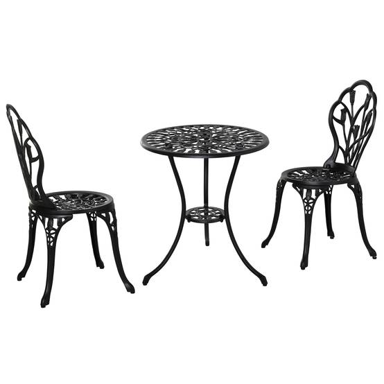 ComfortXL - Salon de Jardin 3 Pièces Aluminium Extérieur Trou Parasol Ø60x67cm Noir - ComfortXL Outdoor Living - Image 2