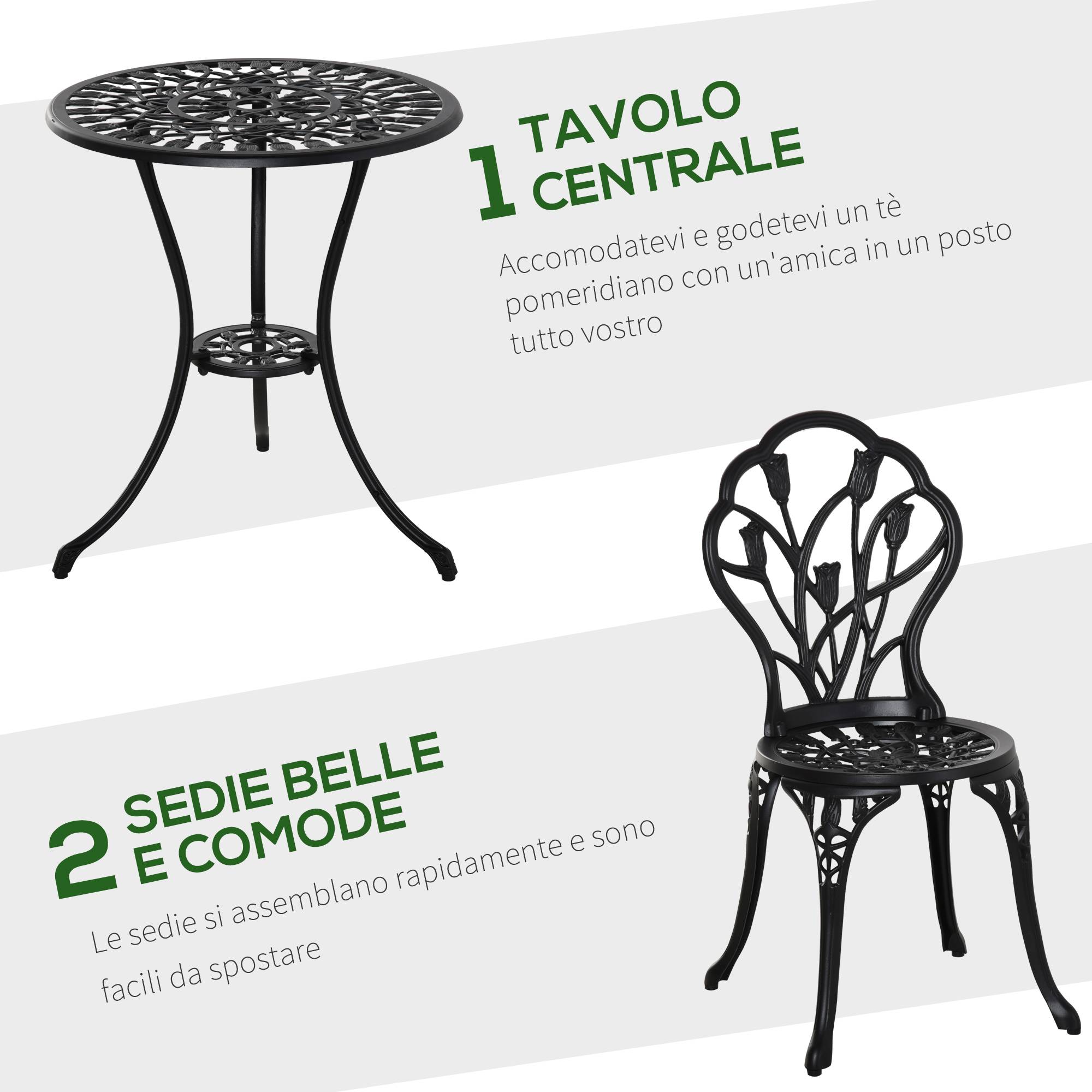 ComfortXL - Salon de Jardin 3 Pièces Aluminium Extérieur Trou Parasol Ø60x67cm Noir - ComfortXL Outdoor Living - Image 6