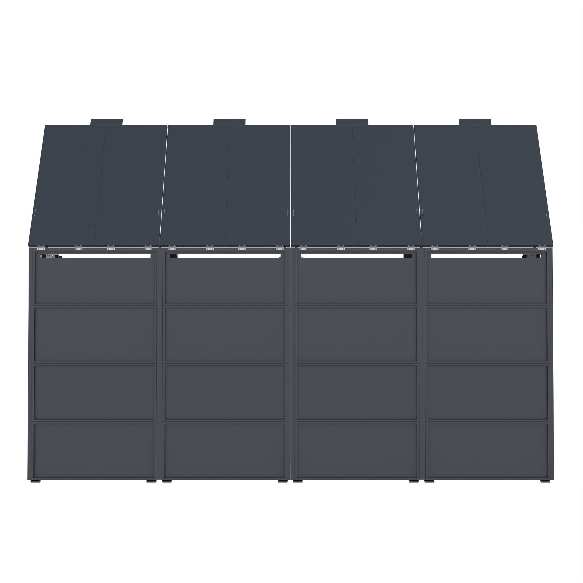 ComfortXL - Cache-poubelle double acier galvanisé jardin couvercle hydraulique 132x80x118cm gris bois - ComfortXL Outdoor Living - Image 6