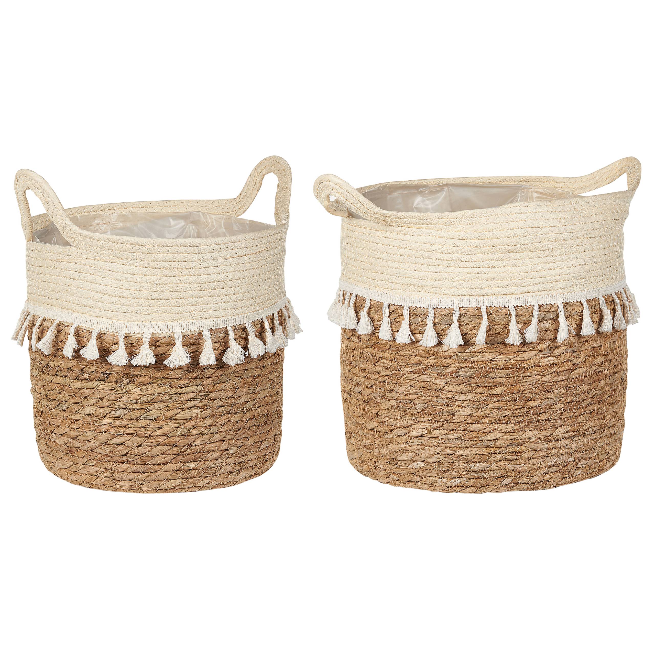 Beliani - Lot de 2 Paniers à Plantes Pots de jardinière en Herbier Marin Naturel Beige pour l'Intérieur Style Boho - Image 1