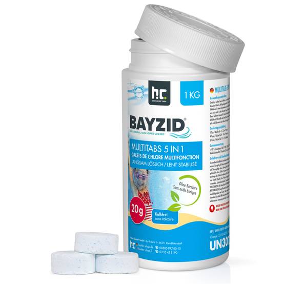 Pastilles de chlore multifonction 20g 5 en 1 Bayzid® en sceaux de 1 KG x 1 - Image 1