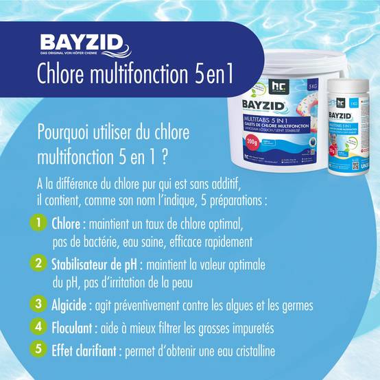 Pastilles de chlore multifonction 20g 5 en 1 Bayzid® en sceaux de 1 KG x 1 - Image 3