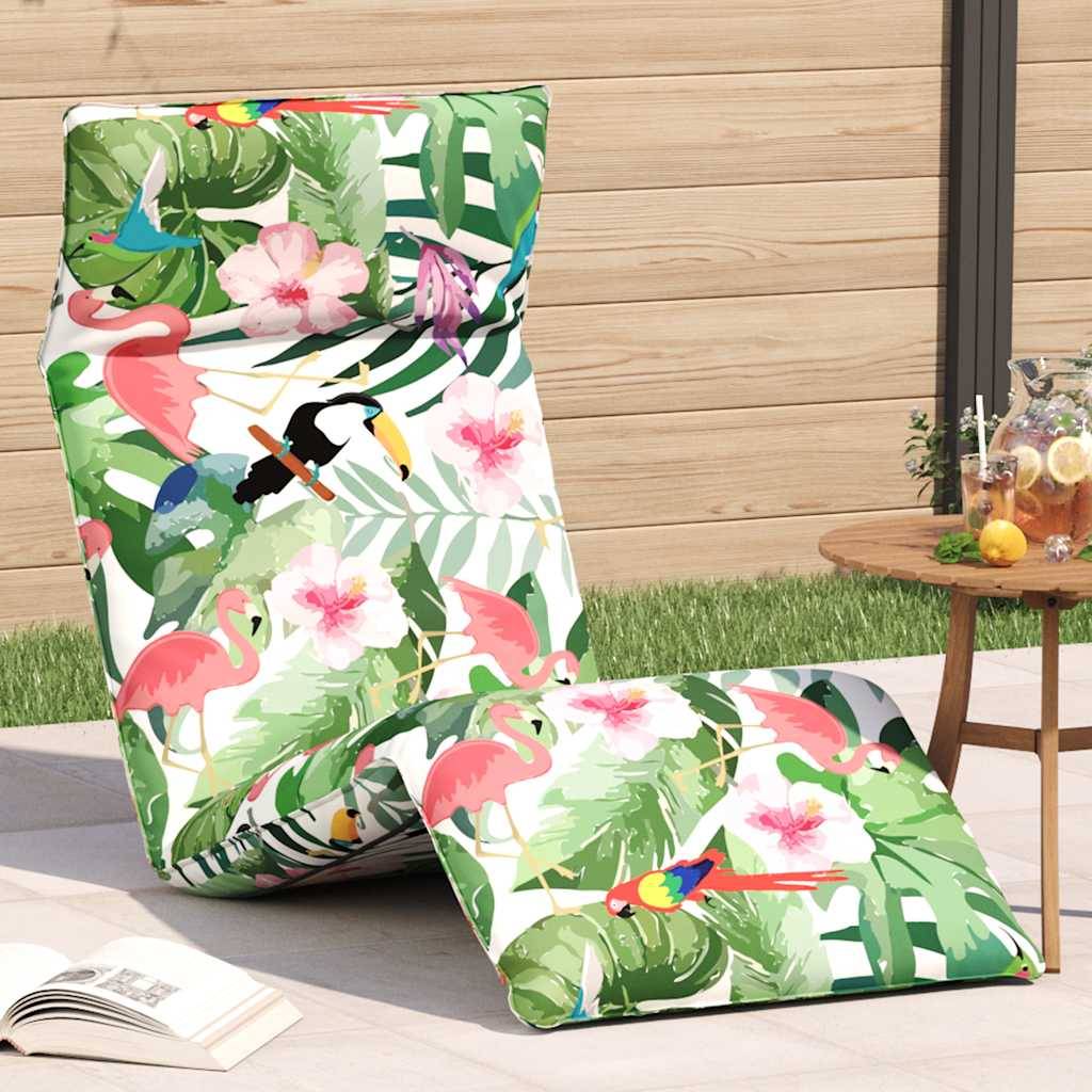 ComfortXL - Transat Pliant Tissu Oxford Extérieur Inclinable Motifs Floraux 175cm Multicolore - ComfortXL Outdoor Living