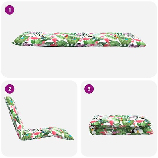 ComfortXL - Transat Pliant Tissu Oxford Extérieur Inclinable Motifs Floraux 175cm Multicolore - ComfortXL Outdoor Living - Image 7
