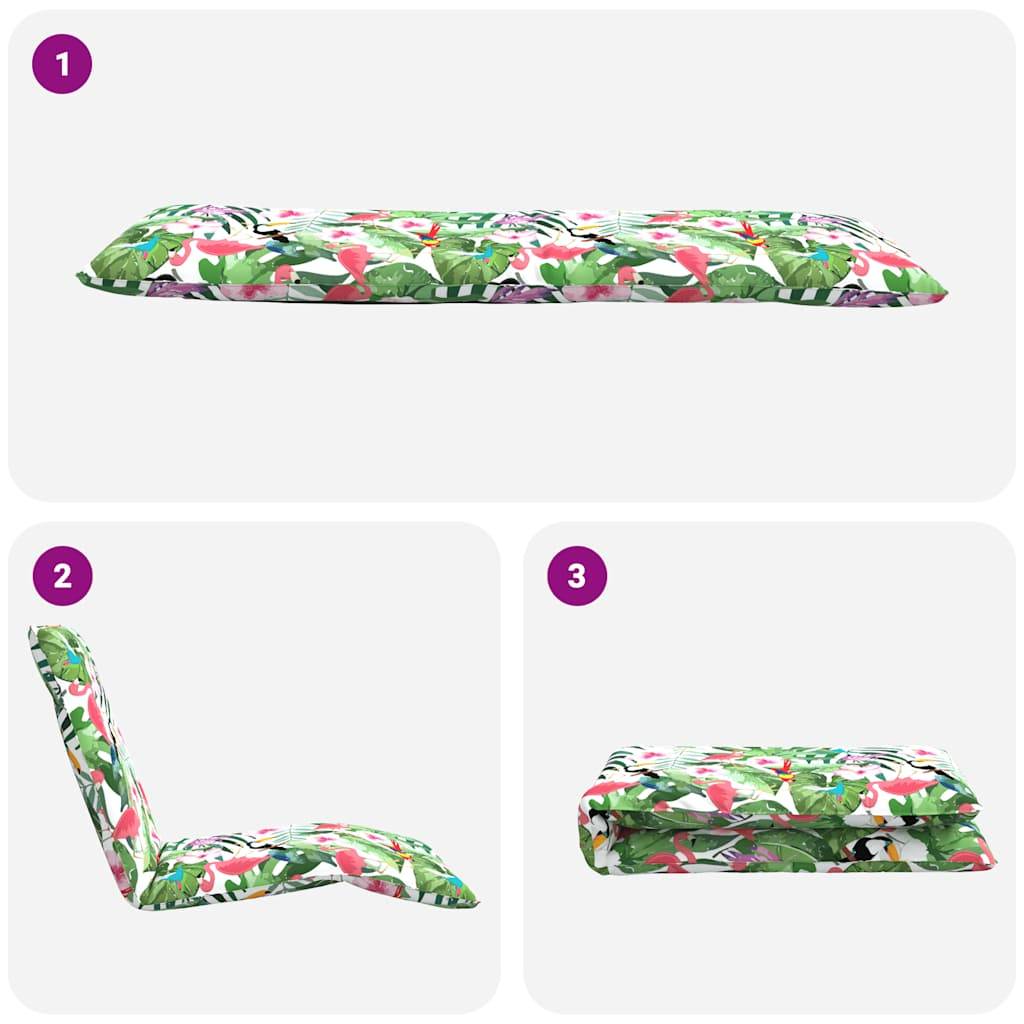 ComfortXL - Transat Pliant Tissu Oxford Extérieur Inclinable Motifs Floraux 175cm Multicolore - ComfortXL Outdoor Living - Image 7