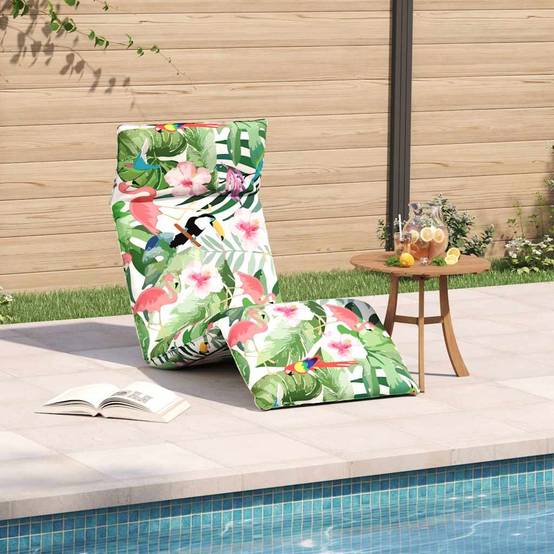 ComfortXL - Transat Pliant Tissu Oxford Extérieur Inclinable Motifs Floraux 175cm Multicolore - ComfortXL Outdoor Living - Image 3