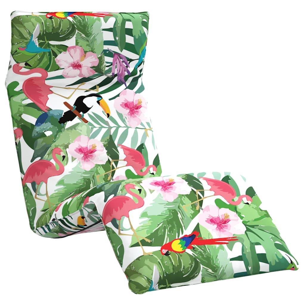 ComfortXL - Transat Pliant Tissu Oxford Extérieur Inclinable Motifs Floraux 175cm Multicolore - ComfortXL Outdoor Living - Image 2
