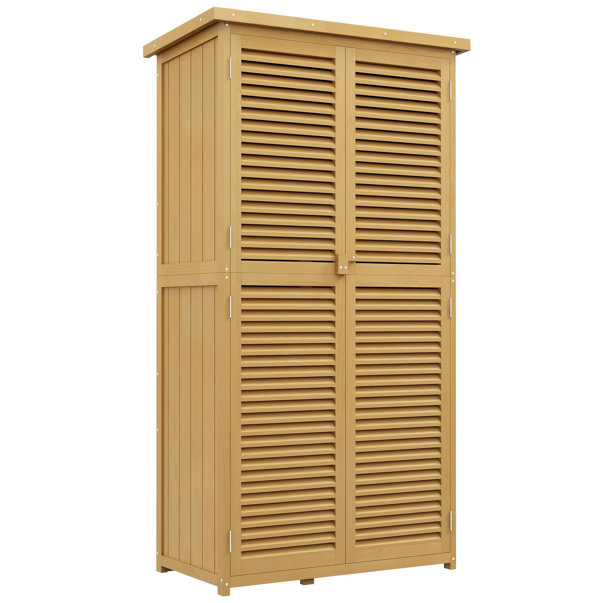 ComfortXL - Armoire de jardin en pin et sapin 87 x 46,5 x 160 cm jaune clair avec 2 portes verrouillables toit bitumé - Image 10